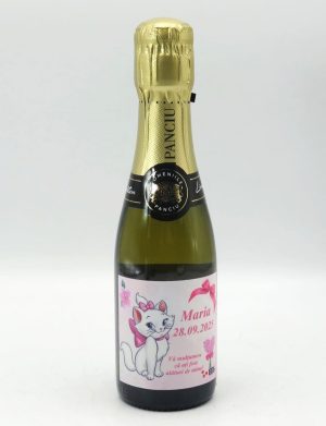 Marturie botez personalizata, fetita, sticluta vin spumant – ILIF302012