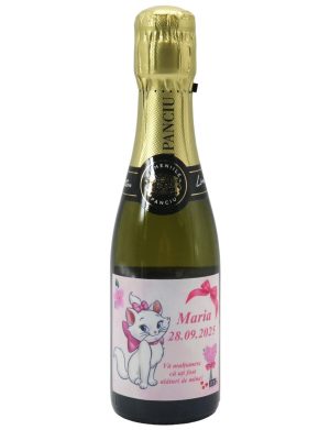 Marturie botez personalizata, fetita, sticluta vin spumant – ILIF302012