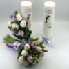 Set 2 lumanari cununie buchet mireasa cu flori uscate si de silicon verde mov alb ILIF302017 4