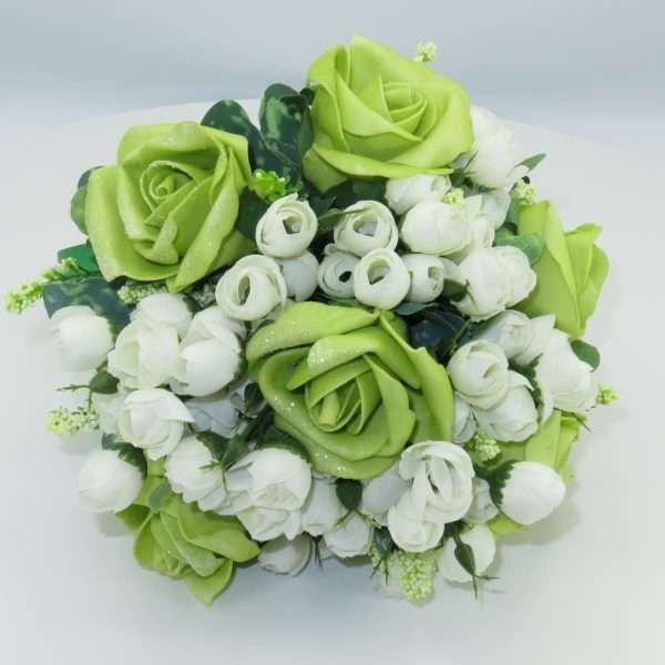 Buchet domnisoara de onoare flori spumamatase alb verde ILIF303055 5