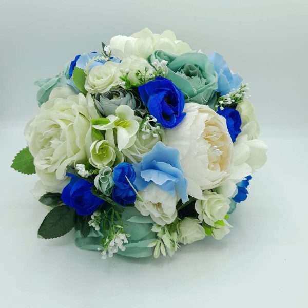 Buchet mireasa din flori de matase nuante de albastru FEIS303005 1 1