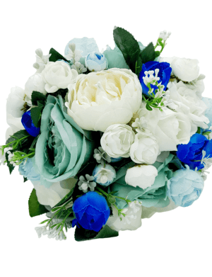 Buchet mireasa din flori de matase nuante de albastru FEIS303005 1