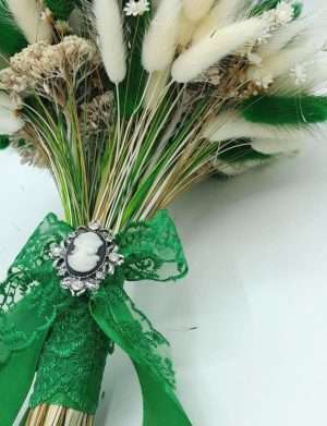 Buchet mireasa/nasa din flori uscate, alb-verde – FEIS303013