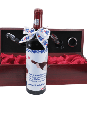 Cadou, sticla de vin cu cutie, La multi ani, Finu – ILIF303078