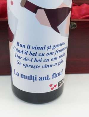 Cadou, sticla de vin cu cutie, La multi ani, Finu – ILIF303078