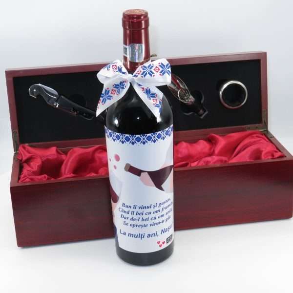 Cadou sticla de vin cu cutie La multi ani Nasu ILIF303077 1