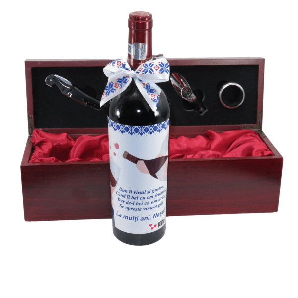 Cadou sticla de vin cu cutie La multi ani Nasu ILIF303077 1