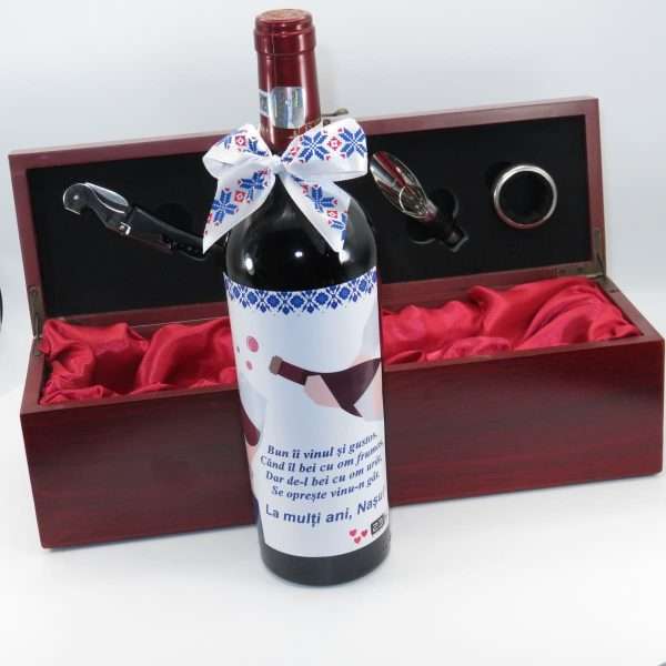 Cadou sticla de vin cu cutie La multi ani Nasu ILIF303077 2