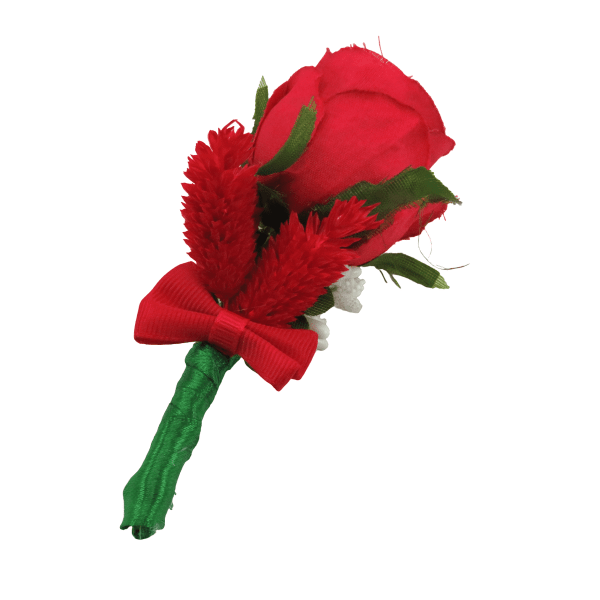 Cocarda de pus in piept cu trandafir de matase verde rosu ILIF303095 1