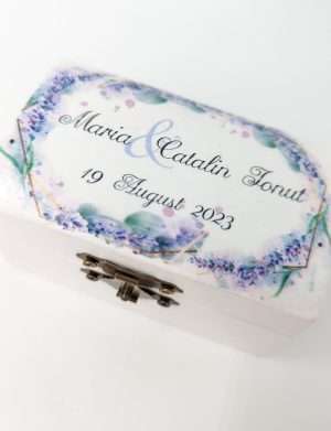Cutiuta verighete in forma de cufar, tema mov cu lavanda –  DSPH303007