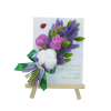 Mini tablou cu stativ decorat cu flori uscate si mesaj mov verde ILIF303053 2