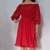 Rochie scurta pentru domnisoare de onoare, din voal - rosie - LLDJ303007
