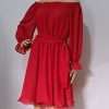 Rochie scurta pentru domnisoare de onoare, din voal - rosie - LLDJ303007