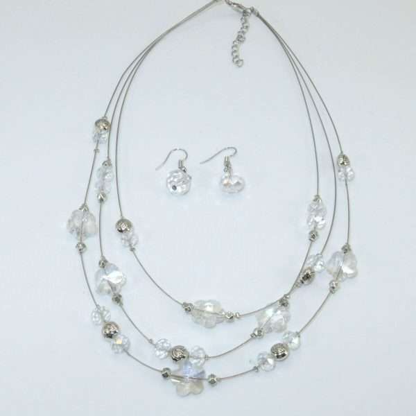 Set bijuterii mireasa colier cercei alb ILIF303024 1