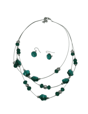 Set bijuterii mireasa, colier & cercei, verde – ILIF303023