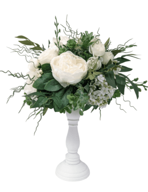 Aranjament floral masa, decor nunta cu flori de matase, alb-verde – DSPH304001