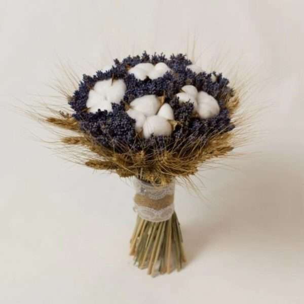 Buchet cununienunta cu lavanda uscata flori de bumbac si grau AMB304001 4