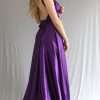 Rochie versatila lunga domnisoare de onoare din satin mov AGB304001 1