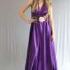 Rochie versatila lunga domnisoare de onoare din satin mov AGB304001 2