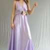 Rochie versatila lunga domnisoare de onoare din satin mov lila AGB304032 1