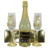 Set Vin Spumant Luxuria cu foita de aur 23k 2 pahare aurii cu siluete 3D ILIF304001 1