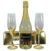 Set Vin Spumant Luxuria cu foita de aur 23k 2 pahare aurii decorate manual ILIF304002 23h Events