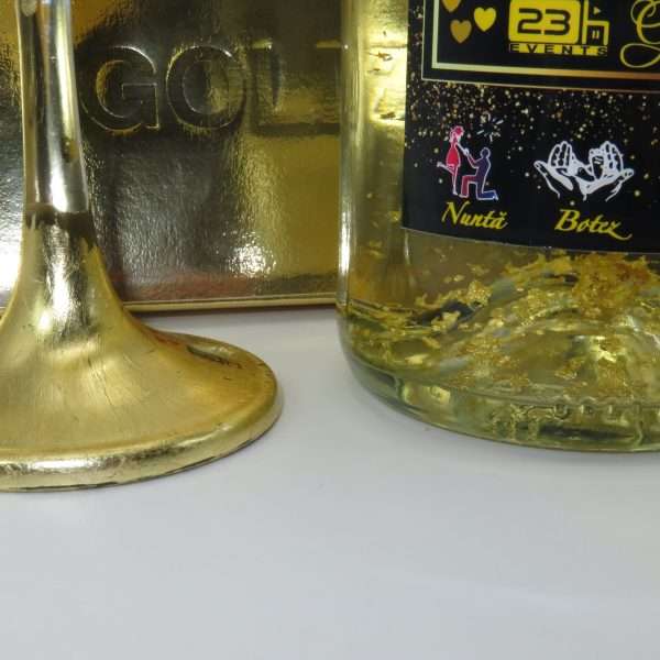 Set Vin Spumant Luxuria cu foita de aur 23k 2 pahare aurii decorate manual ILIF304002 23h Events 6
