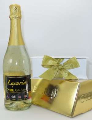 Set Vin Spumant Luxuria cu foita de aur 23k, set borcanase cu miere, Sanatate, Iubire, Fericire, ILIF304003