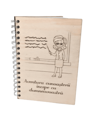 Cadou cadre didactice, agenda cu coperti din lemn, gravate cu mesaj – DSPH305013