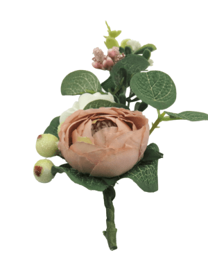 Cocarda de pus in piept cu flori de matase, roz pudra – ILIF305053