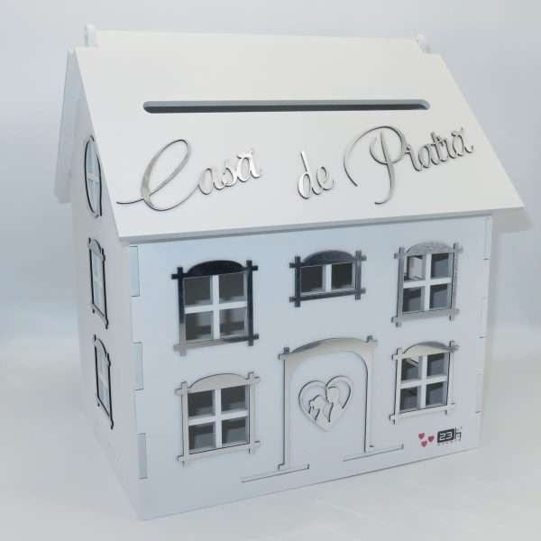 Cutie Dar Nunta Casa de Piatra model casuta cu argintiu 29x24x32 cm ILIF305006 1