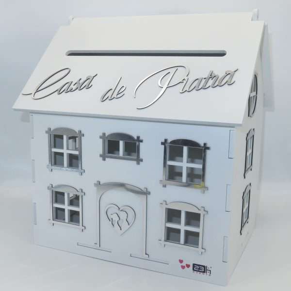 Cutie Dar Nunta Casa de Piatra model casuta cu argintiu 29x24x32 cm ILIF305006 2