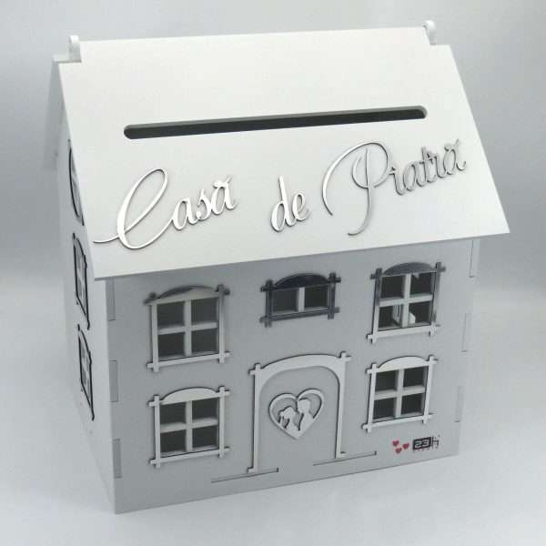 Cutie Dar Nunta Casa de Piatra model casuta cu argintiu 29x24x32 cm ILIF305006 7