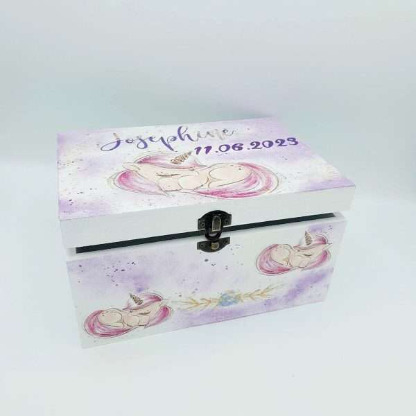 Cutie dar botez personalizata Baby Unicorn 40x30x20 cm FEIS305008 2