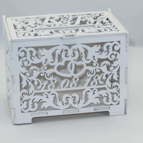 Cutie dar nunta din lemn personalizata cu initiale si data OMIS305003 2
