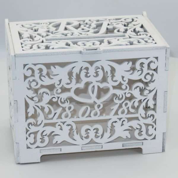 Cutie dar nunta din lemn personalizata cu initiale si data OMIS305003 3