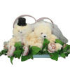 Decor masina pentru nunta verighete decorate cu ursuleti verde roz pudrat ILIF305058 1