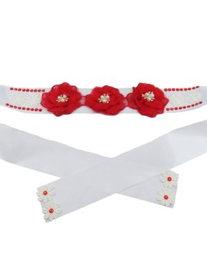 Esarfa pentru dezgatit mireasa, flori rosii – ILIF305084