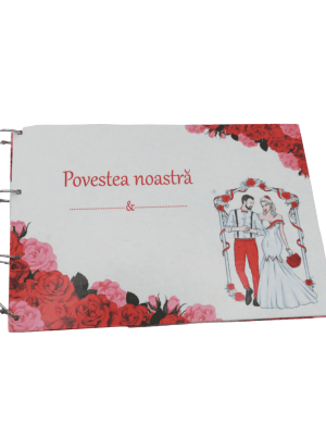 Guest Book – carte mesaje invitati cu 80 de file, Flori Rosii – ILIF305076