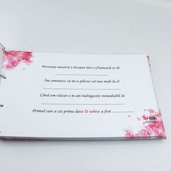 Guest Book carte mesaje invitati cu 80 file Flori roz ILIF305075 3
