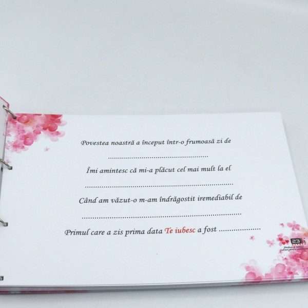 Guest Book carte mesaje invitati cu 80 file Flori roz ILIF305075 4