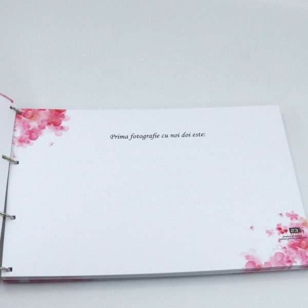 Guest Book carte mesaje invitati cu 80 file Flori roz ILIF305075 5