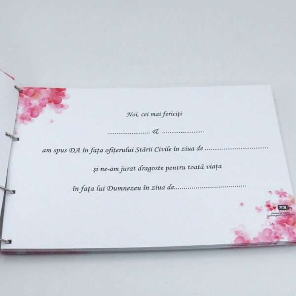 Guest Book carte mesaje invitati cu 80 file Flori roz ILIF305075 7