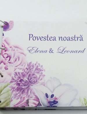 Guest Book personalizat – carte mesaje de la invitati, Povestea Noastra, mov – ILIF305078