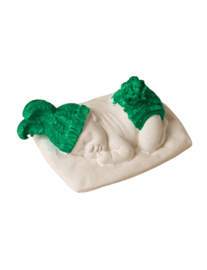 Marturie botez din ceramica parfumata – bebelus colorat verde – AMB305006
