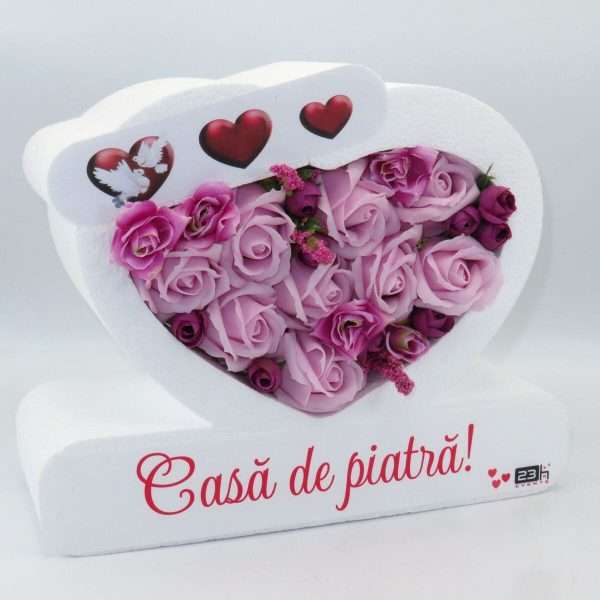 Aranjament floral cadou pentru MiriFini cu trandafiri de sapun mov ILIF307032 1