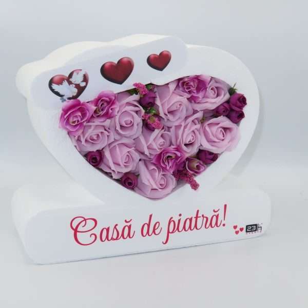 Aranjament floral cadou pentru MiriFini cu trandafiri de sapun mov ILIF307032 3