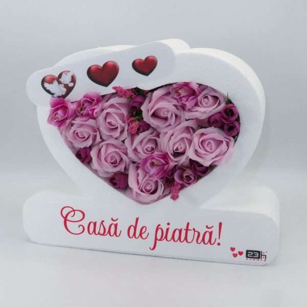 Aranjament floral cadou pentru MiriFini cu trandafiri de sapun mov ILIF307032 4