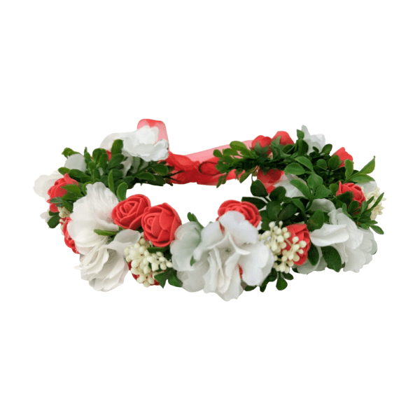 Coronita din flori de matase si spuma rosu alb DSPH306004