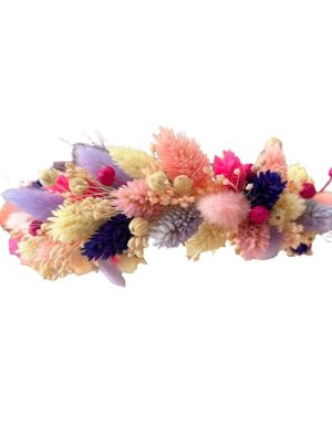 Coronita din flori uscate in nuante de roz si mov – AMB306001